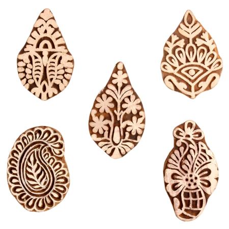 Set of 5 Piece New Mix Wooden Printing Block